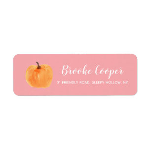 Fall Autumn Pumpkin Return Address Pink