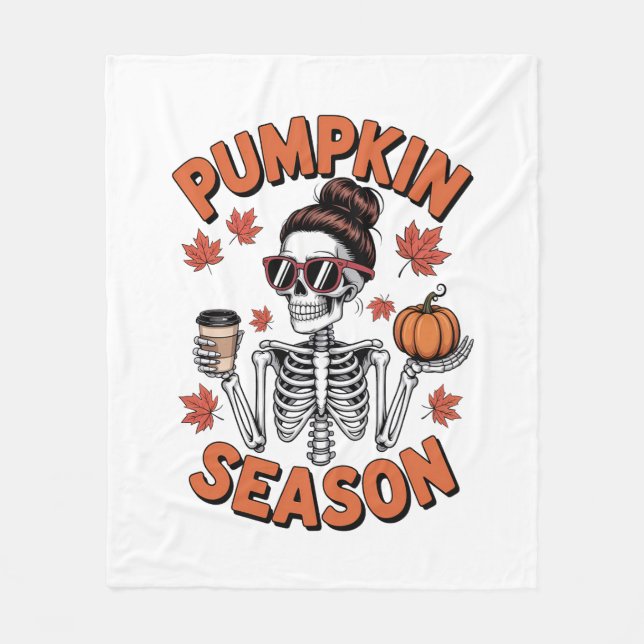 Fall Autumn Pumpkin Season Fleece Blanket (Front)