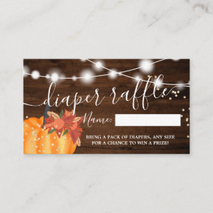 Fall autumn pumpkin string lights diaper raffle business card