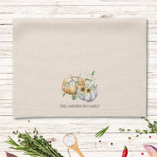 Fall Autumn Pumpkin Sunflower Cotton Family Recipe Kitchen Towel