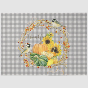 Fall Autumn Pumpkin Sunflower Thankful Chickadee Tissue Paper