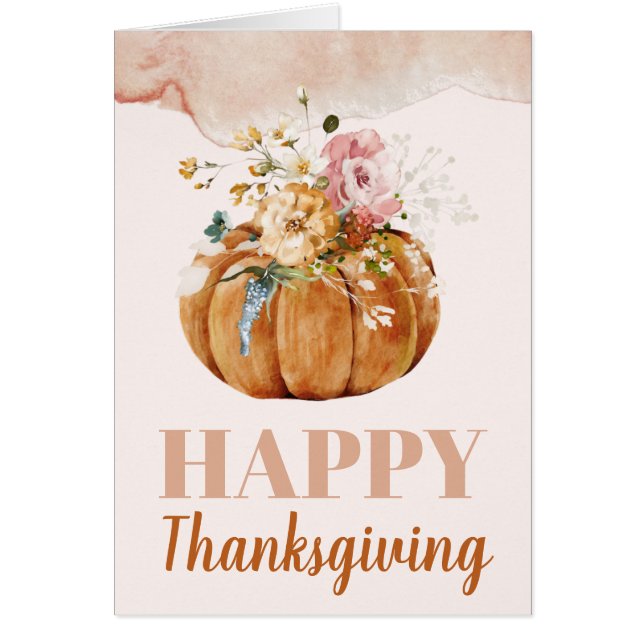 Fall Autumn Pumpkin Thanksgiving Greeting Card (Front)