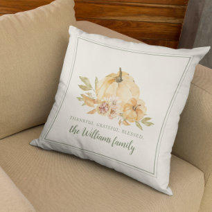 Fall Autumn Pumpkin Thanksgiving Personalized Throw Pillow
