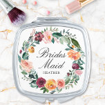 Fall Autumn Rose Flower Floral Wreath Bridesmaid Compact Mirror<br><div class="desc">Introducing our Fall Autumn Rose Flower Floral Wreath Bridesmaid Compact Mirror. Featuring watercolor illustration of flower and leaves arrangement,  add vintage nature charm to favour gift on your special day.</div>