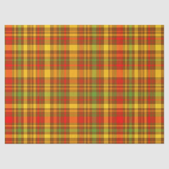 Fall Autumn Rustic Plaid Pattern Tissue Paper (Front)
