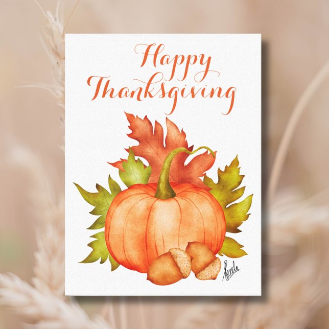 Fall Autumn Rustic Pumpkin Happy Thanksgiving  Canvas Print (Creator Uploaded)