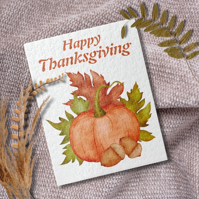 Fall Autumn Rustic Pumpkin Happy Thanksgiving  Jigsaw Puzzle (Creator Uploaded)