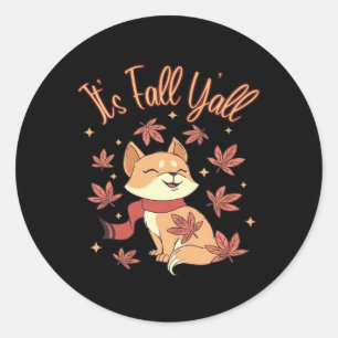 Fall Autumn Season Collection It’s Fall Y’all Fall Classic Round Sticker