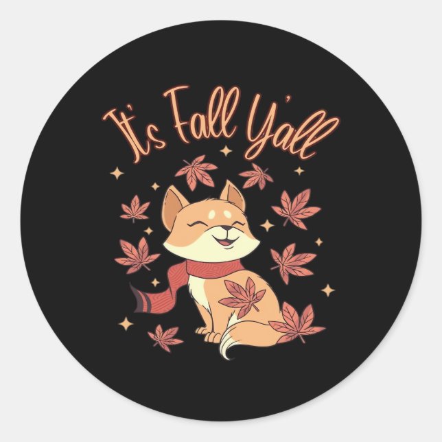 Fall Autumn Season Collection It’s Fall Y’all Fall Classic Round Sticker (Front)