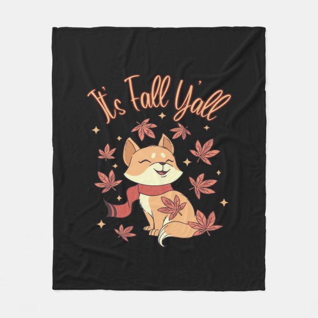 Fall Autumn Season Collection It’s Fall Y’all Fall Fleece Blanket (Front)