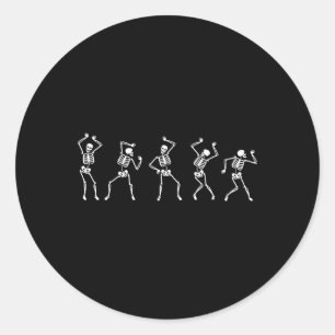Fall Autumn Skeleton Dancing Classic Round Sticker