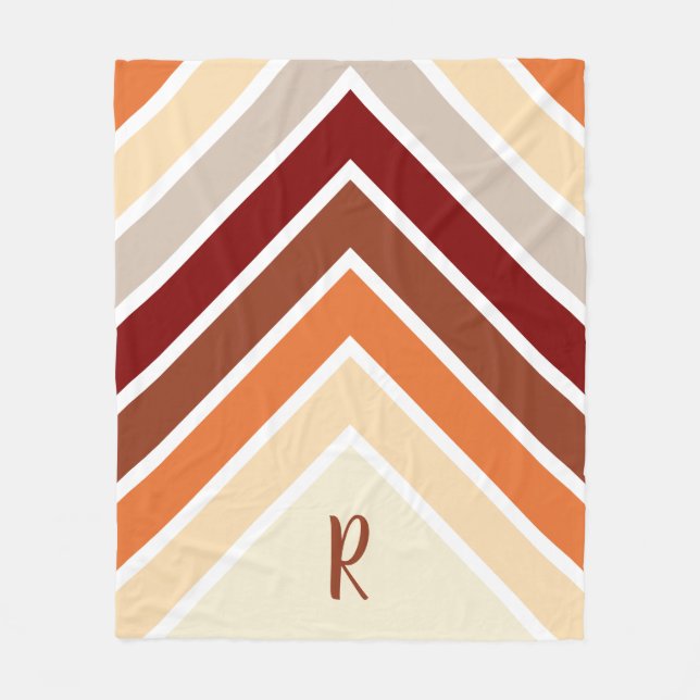 Fall Autumn Spices Striped | Personalized Fleece Blanket (Front)