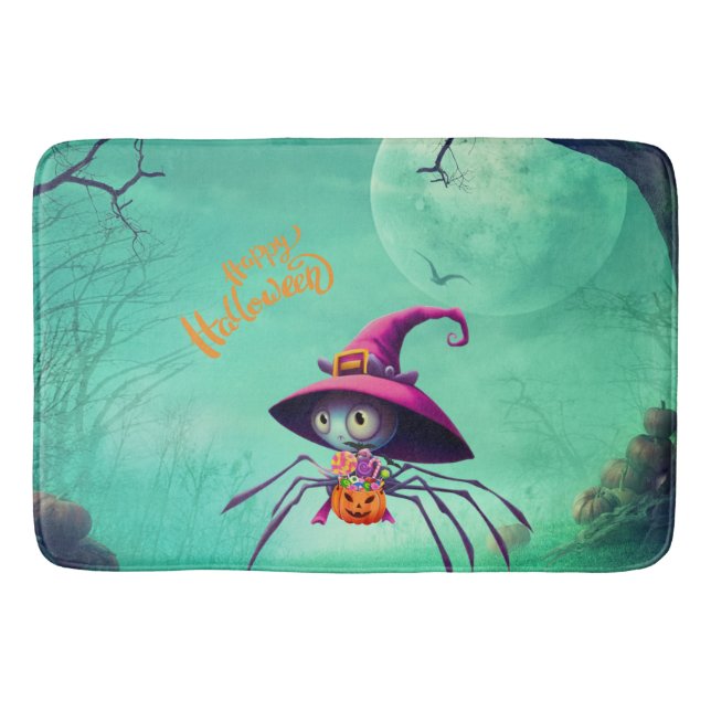 Fall/autumn/spider/witch/halloween Bath Mat (Front)