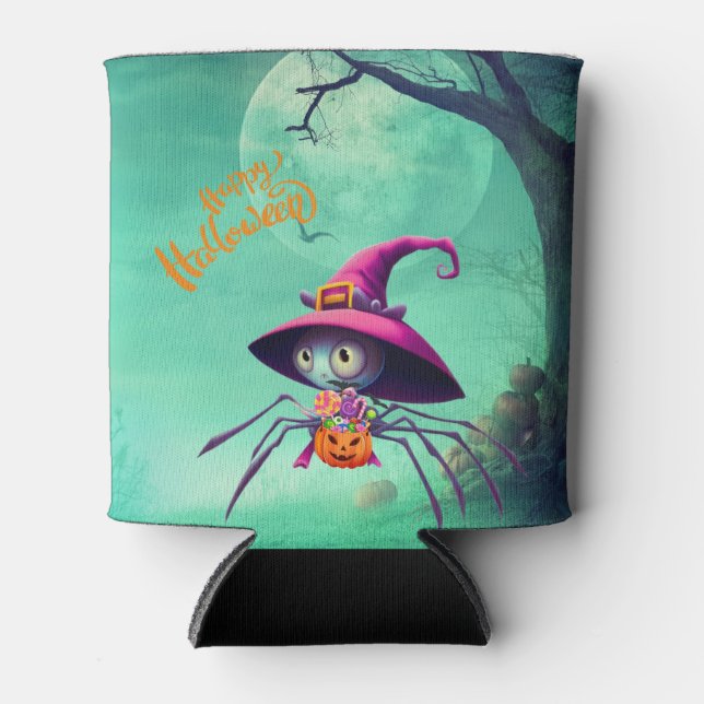 Fall/autumn/spider/witch/halloween Can Cooler (Front)