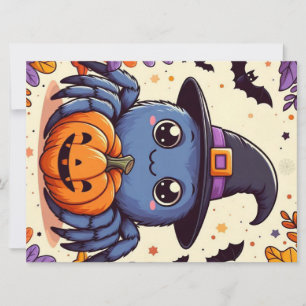 Fall/autumn/spider/witch/halloween Holiday Card