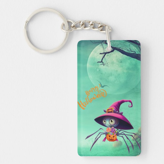 Fall/autumn/spider/witch/halloween Keychain (Front)