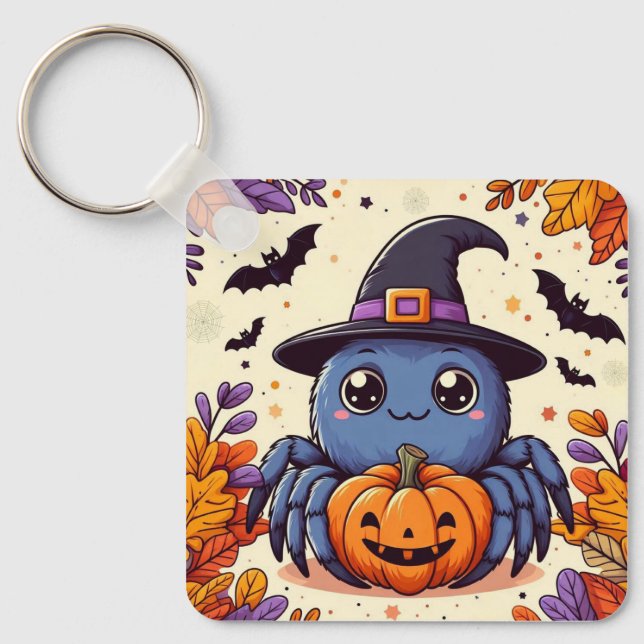 Fall/autumn/spider/witch/halloween Keychain (Front)
