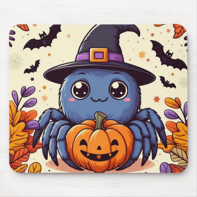 Fall/autumn/spider/witch/halloween Mouse Pad (Front)