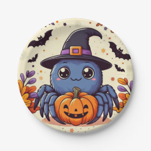 Fall/autumn/spider/witch/halloween Paper Plate
