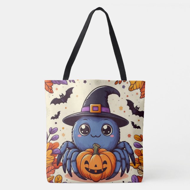 Fall/autumn/spider/witch/halloween Tote Bag (Front)