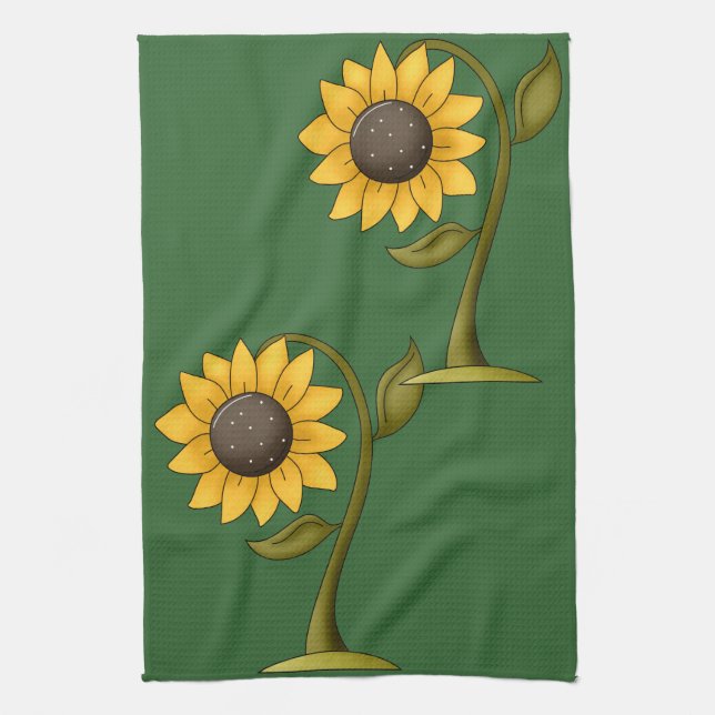 Fall Autumn Sunflower Design Kitchen Towel (Vertical)
