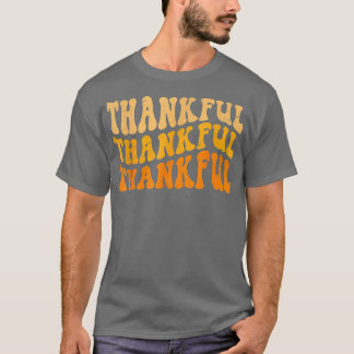 Fall Autumn Thankful Retro GroovyThanksgiving Fami T-Shirt