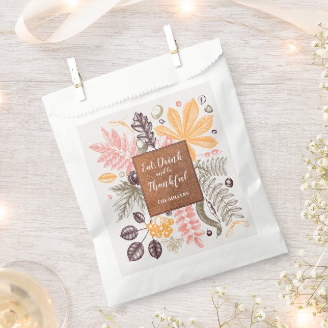 Fall Autumn Thanksgiving Botanicals Party Favour Bag (Clipped)