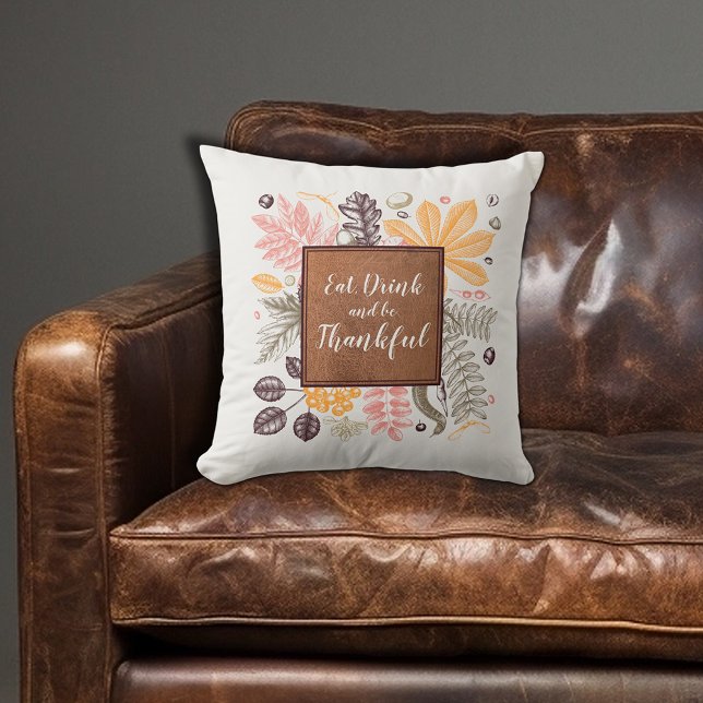 Fall Autumn Thanksgiving Botanicals Throw Pillow (Fall Autumn Thanksgiving Botanicals Throw Pillow)
