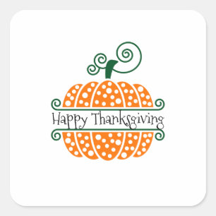 Fall, Autumn, Thanksgiving, Monogram Pumpkin  Square Sticker