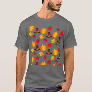 Fall Autumn Thanksgiving Pattern Design T-Shirt