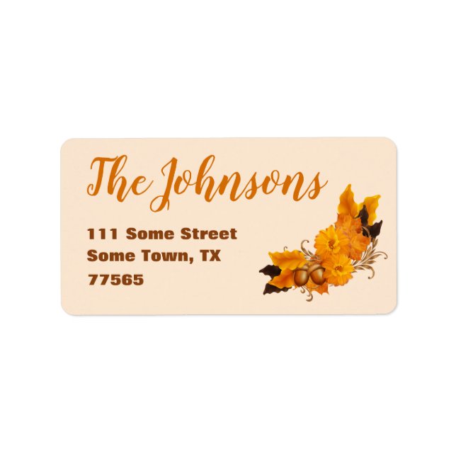 Fall Autumn Thanksgiving Return Address Label (Front)