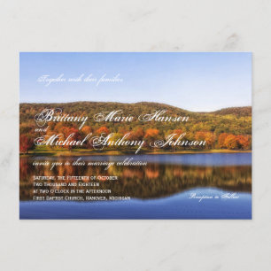 Fall Autumn Trees Lake Country Wedding Invitations