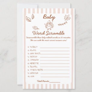 Fall Autumn Turkey Baby Shower Scramble Game