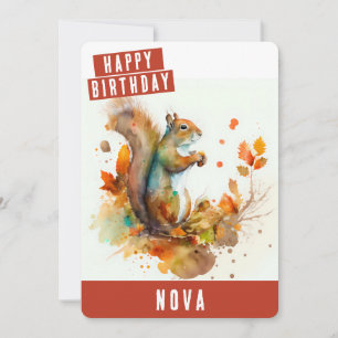 Fall / Autumn vibes Squirrel Birthday Card