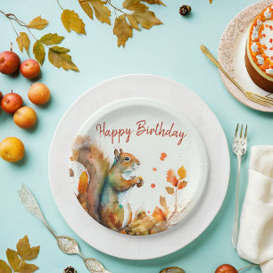 Fall / Autumn vibes Squirrel -  Birthday Party - Paper Plate