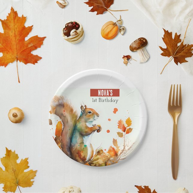 Fall / Autumn vibes Squirrel -  Birthday Party - Paper Plate (Creator Uploaded)