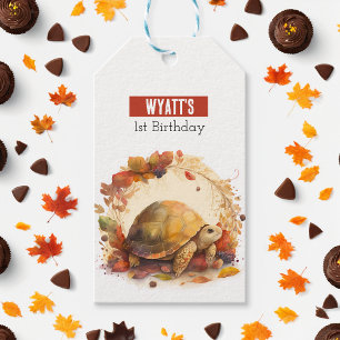 Fall / Autumn vibes Tortoise -  Birthday Party - Gift Tags
