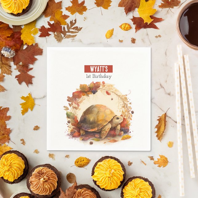 Fall / Autumn vibes Tortoise -  Birthday Party - Napkin (Creator Uploaded)