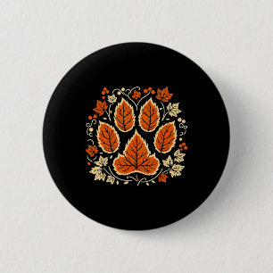 Fall Autumn Vine Leaf Paw Thanksgiving Dog Lover D 2 Inch Round Button