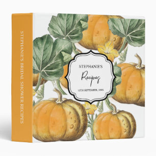 Fall Autumn Vintage Pumpkins Bridal Shower Recipe Binder