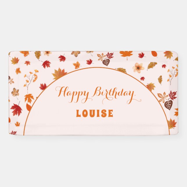 Fall Autumn Watercolor Floral Birthday Party  Banner (Horizontal)