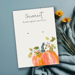 Fall Autumn Watercolor Pumpkin Earring Display Business Card