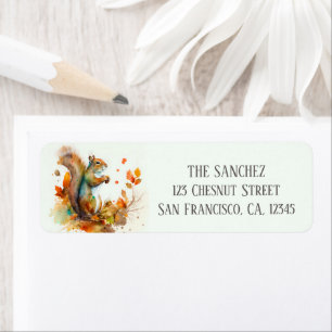 Fall / Autumn Watercolor Squirrel Return Address