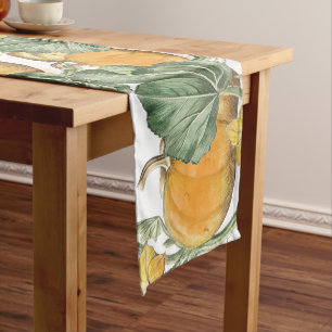 Fall Autumn Watercolor Vintage Pumpkins Long Table Runner