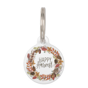 fall autumn watercolor wreath pet tag