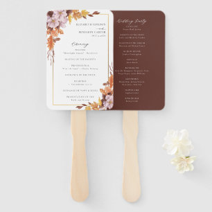 Fall Autumn Wedding Ceremony Program Elegant  Hand Fan