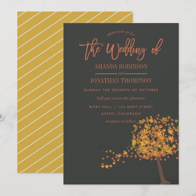 Fall Autumn Wedding personalized invitation (Front/Back)