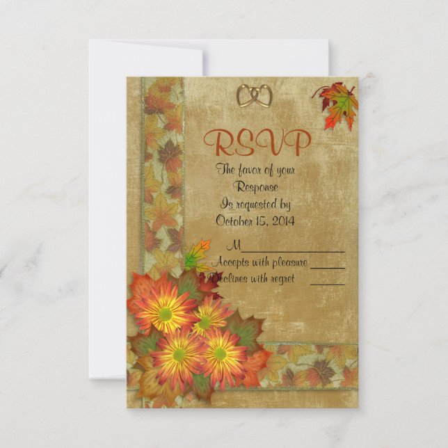 Fall Autumn Wedding RSVP response card (Front)
