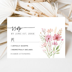 Fall Autumn Wildflower Floral Wedding RSVP Card