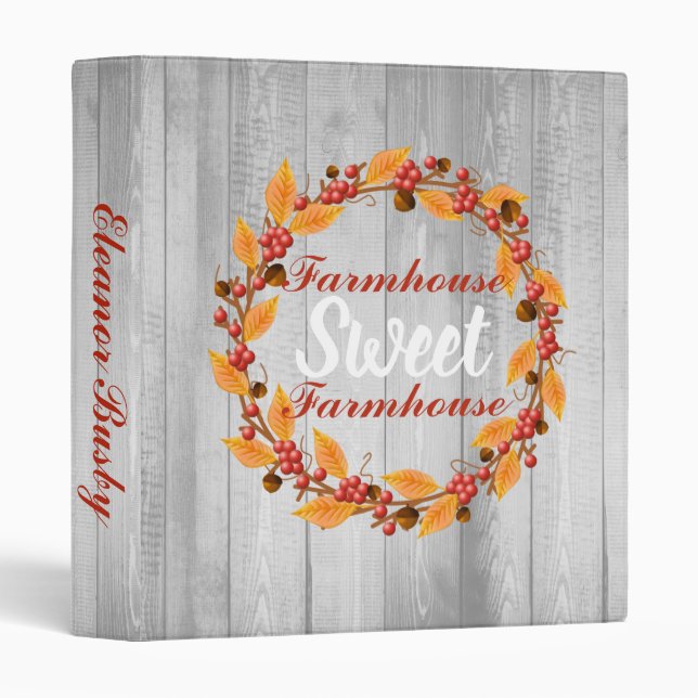 Fall Autumn Wreath Farmhouse Sweet Farmhouse Binder (Front/Spine)